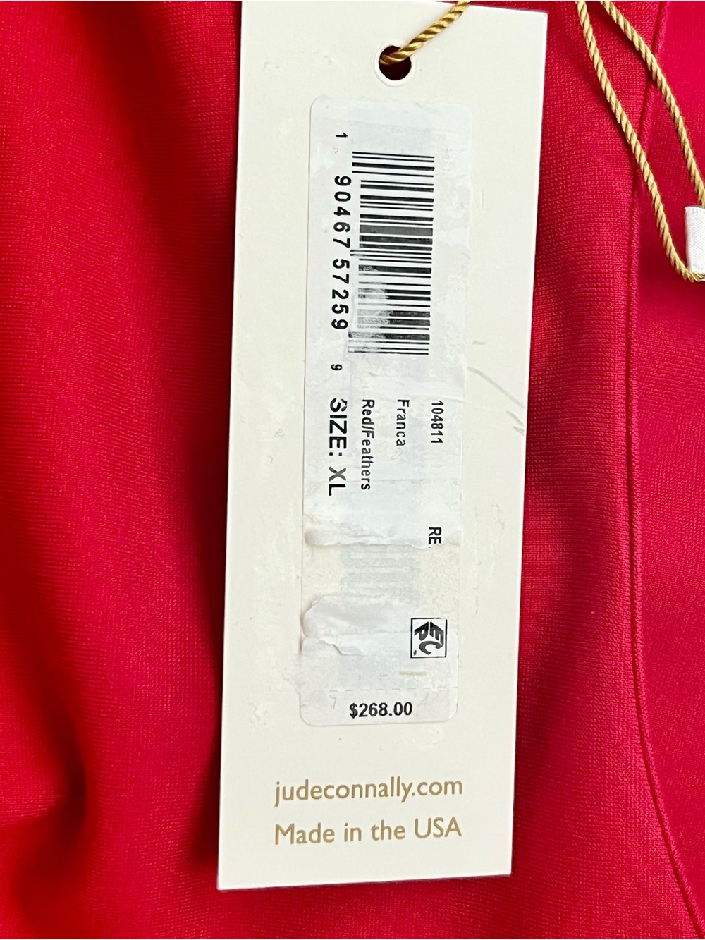 Jude Connally Franca Red Feather Cuff Long Sleeve Dress XL NWT Made in USA - Picture 7 of 13